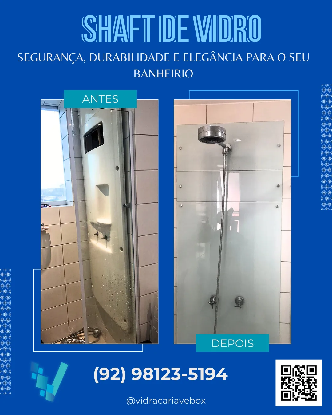 Shaft de vidro temperado para banheiro em Manaus